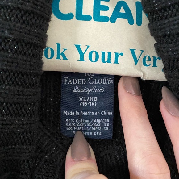 Faded Glory Black with Silver Speckle Knit Turtleneck Size Youth XL - Picture 3 of 3